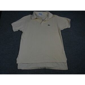 Vintage Izod Lacoste Grand Patron Polo Shirt Mens Cream Yellow Cotton USA #2042